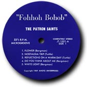 An original Fohhoh Bohob LP label, in stunning blue and silver. 